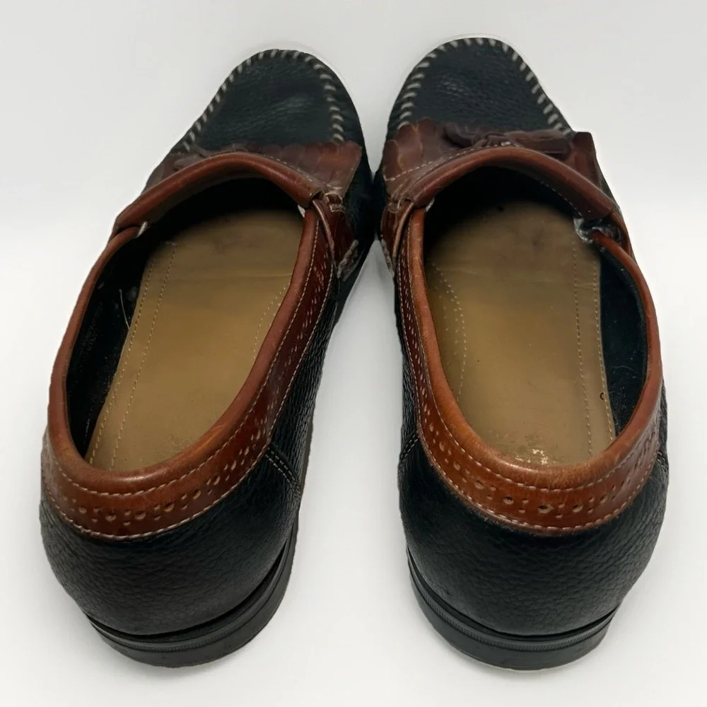 G.H. Bass Weejuns Tassel Loafers Men's Size 10 Black Tan Leather Pre-Owned Shoes